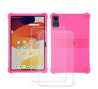 GYDQQKJ Funda para Doogee Tab A9 Pro (10.1") [3 Piezas] Protector de Pantalla Protectora Vidrio Cristal Film Templado, Rojo Rosa Suave TPU Silicona Cover Carcasa Caso Case para - Rojo Rosa