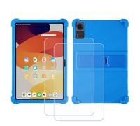 GYDQQKJ Funda para Doogee Tab A9 Pro Plus (11.0") [2 Piezas] Protector de Pantalla Protectora Vidrio Cristal Film Templado, Azul Suave TPU Silicona Cover Carcasa Caso Case para - Azul