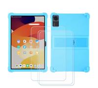 GYDQQKJ Funda para Doogee Tab A9 Pro Plus (11.0") [3 Piezas] Protector de Pantalla Protectora Vidrio Cristal Film Templado, Azul Cielo Suave TPU Silicona Cover Carcasa Caso Case para - Azul Cielo