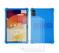 GYDQQKJ Funda para Doogee Tab A9 Pro Plus (11.0") [4 Piezas] Protector de Pantalla Protectora Vidrio Cristal Film Templado, Azul Suave TPU Silicona Cover Carcasa Caso Case para - Azul