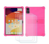 GYDQQKJ Funda para Doogee Tab A9 Pro Plus (11.0") [4 Piezas] Protector de Pantalla Protectora Vidrio Cristal Film Templado, Rojo Rosa Suave TPU Silicona Cover Carcasa Caso Case para - Rojo Rosa