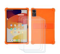 GYDQQKJ Funda para Doogee Tab G6 Plus (11.0") [4 Piezas] Protector de Pantalla Protectora Vidrio Cristal Film Templado, Naranja Suave TPU Silicona Cover Carcasa Caso Case para - Naranja