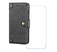 GYDQQKJ Funda para Doro Aurora A10 [4.50"], [ Protector de Pantalla Vidrio Templado] + Leather Carcasa Tapa Bumper PU Caso Soporte Cartera Case Flip Cuero Wallet Cover Negro