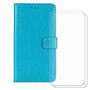 GYDQQKJ Funda para Doro Aurora A10 4.50 Pulgadas, [2 Protector de Pantalla Vidrio Templado] + Leather Carcasa Tapa Bumper PU Caso Case Flip Cuero Wallet Cover Cielo Azul