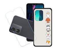 GYDQQKJ Funda para HMD Aura 2 + Protector de Pantalla Protectora Vidrio Cristal Film Templado, Negro Suave TPU Silicona Cover Carcasa Caso Case para (6.52") - LH62