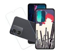 GYDQQKJ Funda para HMD Aura 2 + Protector de Pantalla Protectora Vidrio Cristal Film Templado, Negro Suave TPU Silicona Cover Carcasa Caso Case para (6.52") - LH51