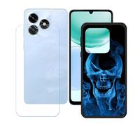 GYDQQKJ Funda para Honor X5C Plus + Protector de Pantalla Protectora Vidrio Cristal Film Templado, Negro Suave TPU Silicona Cover Carcasa Caso Case para (6.74") - LH48