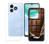 GYDQQKJ Funda para Honor X5C + Protector de Pantalla Protectora Vidrio Cristal Film Templado, Negro Suave TPU Silicona Cover Carcasa Caso Case para (6.74") - LH1