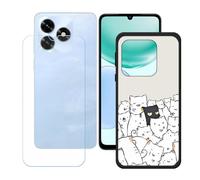 GYDQQKJ Funda para Honor X5C + Protector de Pantalla Protectora Vidrio Cristal Film Templado, Negro Suave TPU Silicona Cover Carcasa Caso Case para (6.74") - LH71