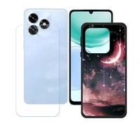 GYDQQKJ Funda para Honor X5C + Protector de Pantalla Protectora Vidrio Cristal Film Templado, Negro Suave TPU Silicona Cover Carcasa Caso Case para (6.74") - LH55