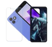 GYDQQKJ Funda para Itel A20 + Protector de Pantalla Protectora Vidrio Cristal Film Templado, Negro Suave TPU Silicona Cover Carcasa Caso Case para (5.0") - LH54