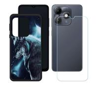 GYDQQKJ Funda para Itel Zeno 20 + Protector de Pantalla Protectora Vidrio Cristal Film Templado, Negro Suave TPU Silicona Cover Carcasa Caso Case para (6.60") - LH54