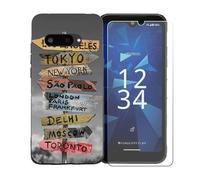 GYDQQKJ Funda para Kyocera Digno SX4 WiFi + Protector de Pantalla Protectora Vidrio Cristal Film Templado, Negro Suave TPU Silicona Cover Carcasa Caso Case para (5.80") - BST17