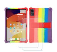 GYDQQKJ Funda para Lenovo Tab K11 Gen2 (11.0") [3 Piezas] Protector de Pantalla Protectora Vidrio Cristal Film Templado, Siete Colores Suave TPU Silicona Cover Carcasa Caso Case - Siete Colores