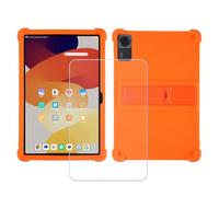 GYDQQKJ Funda para Lenovo Yoga Tab 11 2025 / TB710FU (11.1") + Protector de Pantalla Protectora Vidrio Cristal Film Templado, Naranja Suave TPU Silicona Cover Carcasa Caso Case para - Naranja