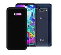 GYDQQKJ Funda para LG G8X ThinQ + Vidrio Protector de Pantalla Cristal Templado Film, DQG Negro Suave TPU Silicona Cover Carcasa Caso Case para LG G8X ThinQ (6.4")