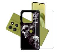 GYDQQKJ Funda para Motorola Moto G100 Pro + Protector de Pantalla Protectora Vidrio Cristal Film Templado, Negro Suave TPU Silicona Cover Carcasa Caso Case para (6.67") - LH56