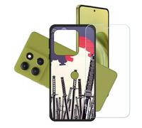 GYDQQKJ Funda para Motorola Moto G100 Pro + Protector de Pantalla Protectora Vidrio Cristal Film Templado, Negro Suave TPU Silicona Cover Carcasa Caso Case para (6.67") - LH51