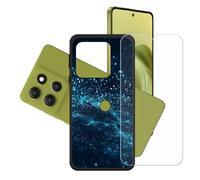 GYDQQKJ Funda para Motorola Moto G100 Pro + Protector de Pantalla Protectora Vidrio Cristal Film Templado, Negro Suave TPU Silicona Cover Carcasa Caso Case para (6.67") - LH57