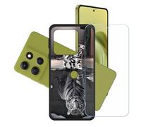 GYDQQKJ Funda para Motorola Moto G100 Pro + Protector de Pantalla Protectora Vidrio Cristal Film Templado, Negro Suave TPU Silicona Cover Carcasa Caso Case para (6.67") - LH53