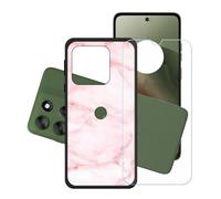 GYDQQKJ Funda para Motorola Moto G56 + Protector de Pantalla Protectora Vidrio Cristal Film Templado, Negro Suave TPU Silicona Cover Carcasa Caso Case para (6.72") - LH16