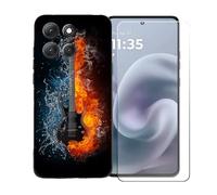 GYDQQKJ Funda para Motorola Moto G66j + Protector de Pantalla Protectora Vidrio Cristal Film Templado, Negro Suave TPU Silicona Cover Carcasa Caso Case para (6.72") - BST16