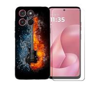 GYDQQKJ Funda para Motorola Moto G67 Power 5G + Protector de Pantalla Protectora Vidrio Cristal Film Templado, Negro Suave TPU Silicona Cover Carcasa Caso Case para (6.72") - BST16