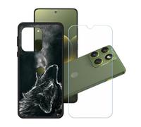 GYDQQKJ Funda para Motorola Moto X70 Air + Protector de Pantalla Protectora Vidrio Cristal Film Templado, Negro Suave TPU Silicona Cover Carcasa Caso Case para (6.70") - LH58