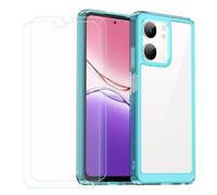 GYDQQKJ Funda para OPPO A5X 5G + 2 Piezas Vidrio Protector de Pantalla Cristal Templado Film, Translúcido Azul Suave TPU Silicona Cover Carcasa Caso Case para OPPO A5X 5G (6.67")