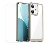 GYDQQKJ Funda para OPPO Reno 14 Pro + 2 Piezas Vidrio Protector de Pantalla Cristal Templado Film, Negro Translúcido Suave TPU Silicona Cover Carcasa Caso Case para OPPO Reno 14 Pro (6.83")