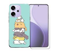 GYDQQKJ Funda para OPPO Reno 14F 5G + Protector de Pantalla Protectora Vidrio Cristal Film Templado, Negro Suave TPU Silicona Cover Carcasa Caso Case para (6.67") - LLM39