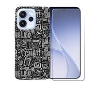 GYDQQKJ Funda para OPPO Reno 15 5G + Protector de Pantalla Protectora Vidrio Cristal Film Templado, Negro Suave TPU Silicona Cover Carcasa Caso Case para (6.32") - LLM42