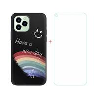 GYDQQKJ Funda para Oukitel C21 Pro + Protector de Pantalla Protectora Vidrio Cristal Film Templado, DQG Negro Suave TPU Silicona Cover Carcasa Caso Case para (6.39") - LLM44