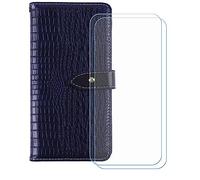 GYDQQKJ Funda para Oukitel WP300 5G (6.80"), [2 Protector de Pantalla Vidrio Templado] + Leather Carcasa Tapa Bumper PU Caso Soporte Cartera Case Flip Cuero Wallet Cover Azul Oscuro