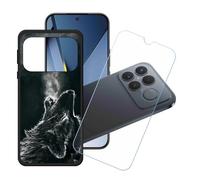 GYDQQKJ Funda para Poco F8 Ultra + Protector de Pantalla Protectora Vidrio Cristal Film Templado, Negro Suave TPU Silicona Cover Carcasa Caso Case para (6.90") - LH58