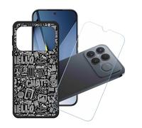 GYDQQKJ Funda para Poco F8 Ultra + Protector de Pantalla Protectora Vidrio Cristal Film Templado, Negro Suave TPU Silicona Cover Carcasa Caso Case para (6.90") - LH24