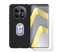 GYDQQKJ Funda para Poco M8 5G (6.77") + [2X Protector de Pantalla Protectora Vidrio Cristal Film Templado], Negro Suave TPU Silicona Cover Carcasa Caso Case (Morado Anillo Soporte)