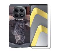 GYDQQKJ Funda para Poco M8 5G + Protector de Pantalla Protectora Vidrio Cristal Film Templado, Negro Suave TPU Silicona Cover Carcasa Caso Case para (6.77") - BST8