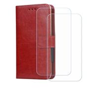 GYDQQKJ Funda para Realme P3 Lite 4G (6.67"), [2 Protector de Pantalla Vidrio Templado] + Leather Carcasa Tapa Bumper PU Caso Soporte Cartera Case Flip Cuero Wallet Cover, para Marrón -SXT
