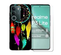 GYDQQKJ Funda para Realme P3 Lite 4G + Protector de Pantalla Protectora Vidrio Cristal Film Templado, Negro Suave TPU Silicona Cover Carcasa Caso Case para (6.67") - BST2