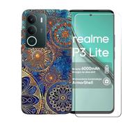 GYDQQKJ Funda para Realme P3 Lite 4G + Protector de Pantalla Protectora Vidrio Cristal Film Templado, Negro Suave TPU Silicona Cover Carcasa Caso Case para (6.67") - LLM11