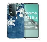 GYDQQKJ Funda para Realme P3 Lite 4G + Protector de Pantalla Protectora Vidrio Cristal Film Templado, Negro Suave TPU Silicona Cover Carcasa Caso Case para (6.67") - LLM40