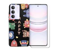 GYDQQKJ Funda para Realme P3 Lite 5G + Protector de Pantalla Protectora Vidrio Cristal Film Templado, Negro Suave TPU Silicona Cover Carcasa Caso Case para (6.67") - LLM45