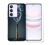 GYDQQKJ Funda para Realme P3 Lite 5G + Protector de Pantalla Protectora Vidrio Cristal Film Templado, Negro Suave TPU Silicona Cover Carcasa Caso Case para (6.67") - BST18