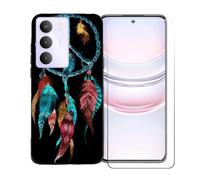 GYDQQKJ Funda para Realme P3 Lite 5G + Protector de Pantalla Protectora Vidrio Cristal Film Templado, Negro Suave TPU Silicona Cover Carcasa Caso Case para (6.67") - BST3