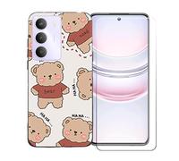 GYDQQKJ Funda para Realme P3 Lite 5G + Protector de Pantalla Protectora Vidrio Cristal Film Templado, Negro Suave TPU Silicona Cover Carcasa Caso Case para (6.67") - LLM48