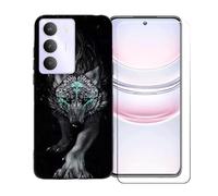 GYDQQKJ Funda para Realme P3 Lite 5G + Protector de Pantalla Protectora Vidrio Cristal Film Templado, Negro Suave TPU Silicona Cover Carcasa Caso Case para (6.67") - LLM22