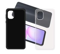 GYDQQKJ Funda para Samsung Galaxy F07 4G, Transparente + Negro Flexible Carcasa Shell Ultra Slim Suave TPU Silicona Cover Gel Tapa Caso Case para (6.70")