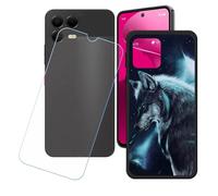 GYDQQKJ Funda para T-Mobile Phone 3 Pro + Protector de Pantalla Protectora Vidrio Cristal Film Templado, Negro Suave TPU Silicona Cover Carcasa Caso Case para (6.78") - LH54