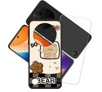GYDQQKJ Funda para TCL 605 + Protector de Pantalla Protectora Vidrio Cristal Film Templado, Negro Suave TPU Silicona Cover Carcasa Caso Case para (6.67") - LH76
